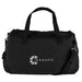 Rime Duffel Bag - A black duffel bag with two handles, a shoulder strap, and a logo on the front.