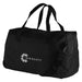 Rime Duffel Bag - A black duffel bag with sturdy handles and a branding logo on the side.