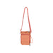 Water Bottle Holder with Strap - A drink bottle holder in a soft peach colour with a strap and a zippered pocket. It features a logo on the front.