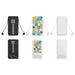 10000mAh Slim  Power Bank with Charging Cable - A collection of three power banks in various designs: one black, one white, and one with a colourful pattern, each including a charging cable.