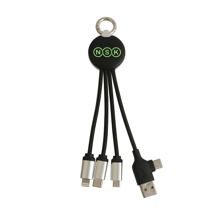 Round Shaped Light Up Multi Charging Cable - Custom Promotional Product