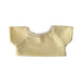 Plush Doll Basic T-Shirt - A yellow plush doll basic T-shirt with a ribbed neck, featuring short sleeves. There is a logo on the garment.
