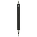 Spectrum Recycled Aluminium Ballpoint Pen - A black aluminium ballpoint pen with a clear tip and a logo on the body.