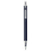 Spectrum Recycled Aluminium Ballpoint Pen - A ballpoint pen in navy blue with a silver clip and tip, featuring a sleek design and branding.