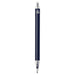 Spectrum Recycled Aluminium Ballpoint Pen - A navy blue recycled aluminium ballpoint pen with a clear clip and branding on the upper part.