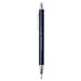 Spectrum Recycled Aluminium Ballpoint Pen - A navy blue recycled aluminium ballpoint pen with a silver clip and a branding logo.