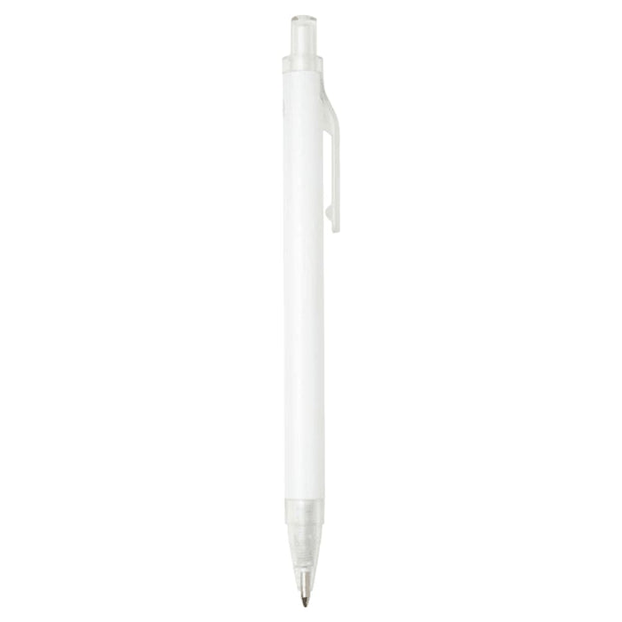 Spectrum Recycled Aluminium Ballpoint Pen - A recycled aluminium ballpoint pen in white, featuring a transparent grip section and a clip. It has a logo on its surface.