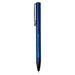 Verton Recycled Aluminium Twist Ballpoint Pen - A blue ballpoint pen with a recycled aluminium body and a clip for attachment. It features a logo.