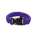 Paracord Bracelet With Whistle - A purple paracord bracelet featuring a black buckle and whistle. It displays a woven design and sturdy construction.