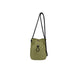 Lightweight Shoulder Phone Bag - A lightweight shoulder bag in olive green with a black adjustable strap and a drawstring closure.
