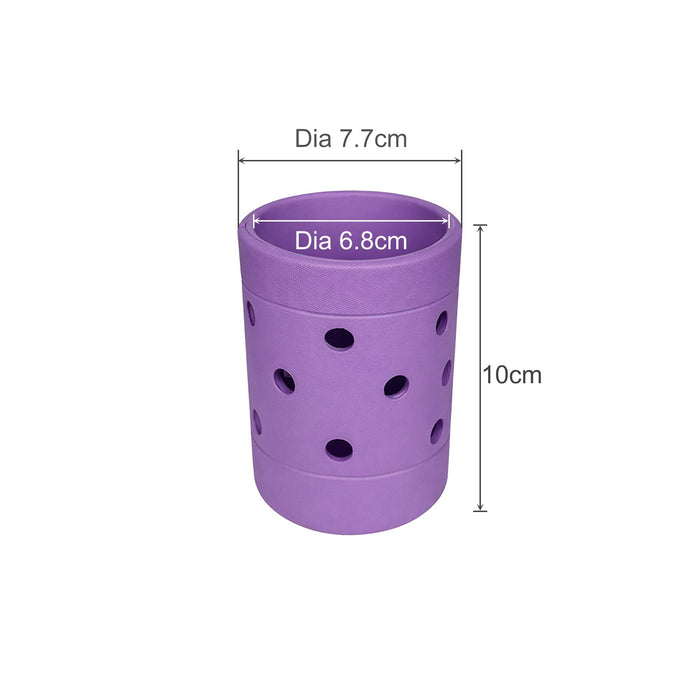 EVA Holes Stubby Holder - A drink bottle holder in purple, featuring multiple holes for ventilation, with dimensions of 10 cm in height.