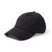 Lennox Linen Cap - A black linen cap with a curved brim and a back adjustment feature, featuring a branding logo.