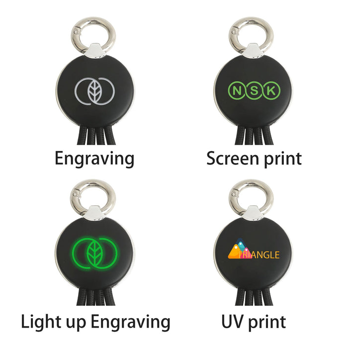 Round Shaped Light Up Multi Charging Cable - Custom Promotional Product