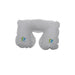 Inflatable travel Pillow - An inflatable travel pillow in white, featuring rounded edges and a logo on one side.