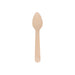 Pack of 100 Per Pack Disposable Birch Spoons/Forks (Small) - A small disposable birch spoon in a light beige colour, featuring a smooth, rounded design.