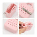 Mini EVA Holes Bag Clip - A pink mini EVA bag clip with a textured design and a metal clip, featuring a perforated surface and handle.