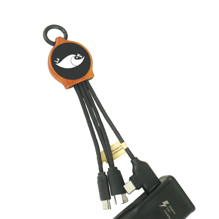 Bamboo Charging w/ RPET Cables - Custom Promotional Product