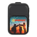 Clip Tune Magnetic Outdoor Bluetooth Speaker - A black Bluetooth speaker featuring a colourful graphic with silhouettes of three people against a sunset background.