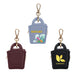 Mini PU Leather Jewellery Box - A mini PU leather jewellery box in blue, maroon, and black with gold hardware and a branding logo.