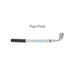 Golf Pen - A silver golf pen designed to resemble a golf club, featuring a textured black grip and a logo.