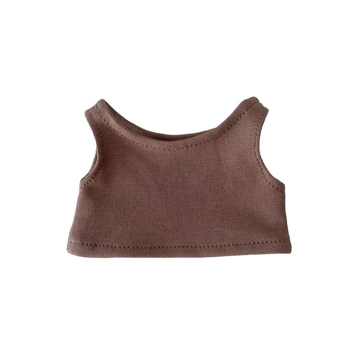Plush Doll Basic Tank Top - A brown plush doll tank top featuring a simple sleeveless design and sewn edges. It also has a logo.