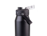 Oasis Capri 1L Vacuum Quick Release Lid Bottle - A drink bottle in matte black finish, featuring a vacuum quick release lid and a carrying handle, with a logo.