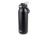 Oasis Capri 1L Vacuum Quick Release Lid Bottle - A drink bottle in matte black with a vacuum quick release lid and a carry handle, featuring a logo.