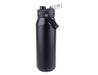 Oasis Capri 1L Vacuum Quick Release Lid Bottle - A drink bottle in matte black with a vacuum quick release lid and a handle, featuring a logo.