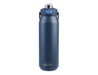 Oasis Capri 1L Vacuum Quick Release Lid Bottle - A drink bottle in navy blue featuring a quick release lid and a logo on the front, designed for easy hydration.