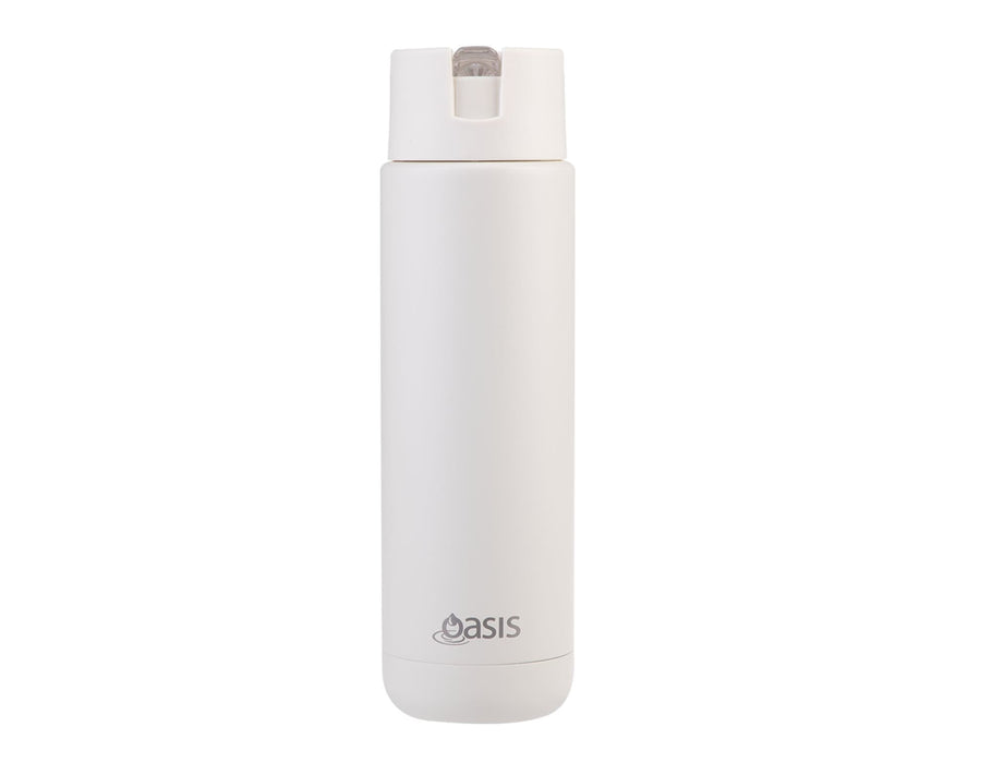 Oasis Moda 700ml Vacuum Bottle - A drink bottle in white, featuring a sleek, modern design and a logo on the front.