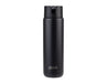 Oasis Moda 700ml Vacuum Bottle - A drink bottle in matte black, featuring a lid and a logo, designed for vacuum insulation.