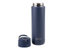 Oasis Moda 700ml Vacuum Bottle - A drink bottle in navy blue with a stainless steel lid and a handle, featuring a logo.