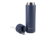 Oasis Moda 700ml Vacuum Bottle - A drink bottle in navy blue with a silver lid and a detachable clear straw. Features a logo on the side.