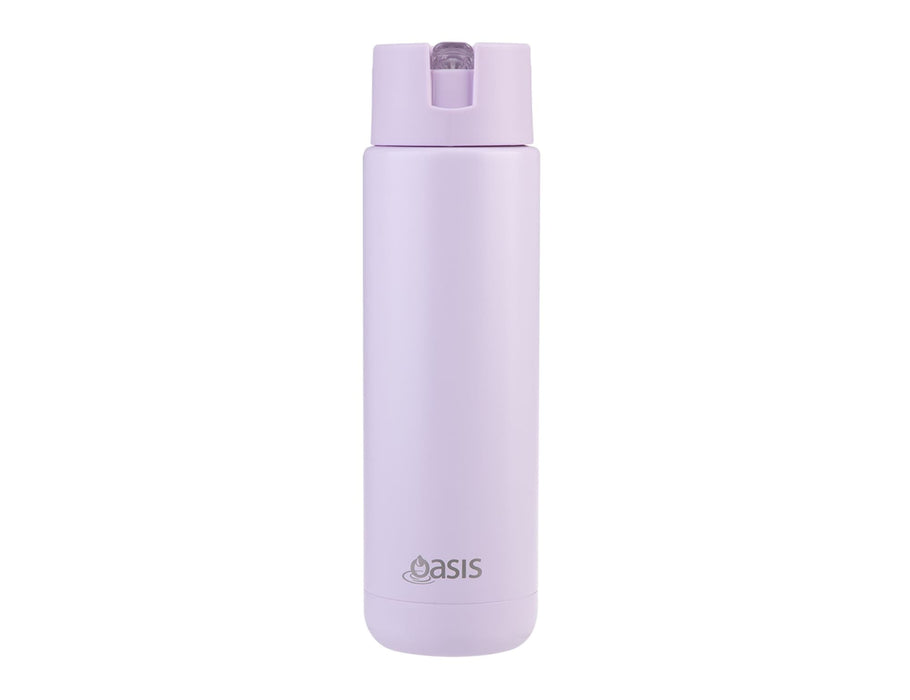 Oasis Moda 700ml Vacuum Bottle - A drink bottle in pale lilac with a sleek design, featuring a logo and a flip-top lid.