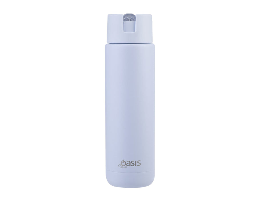 Oasis Moda 700ml Vacuum Bottle - A drink bottle in light blue with a sleek design and a logo. It features a screw-on lid for easy access.