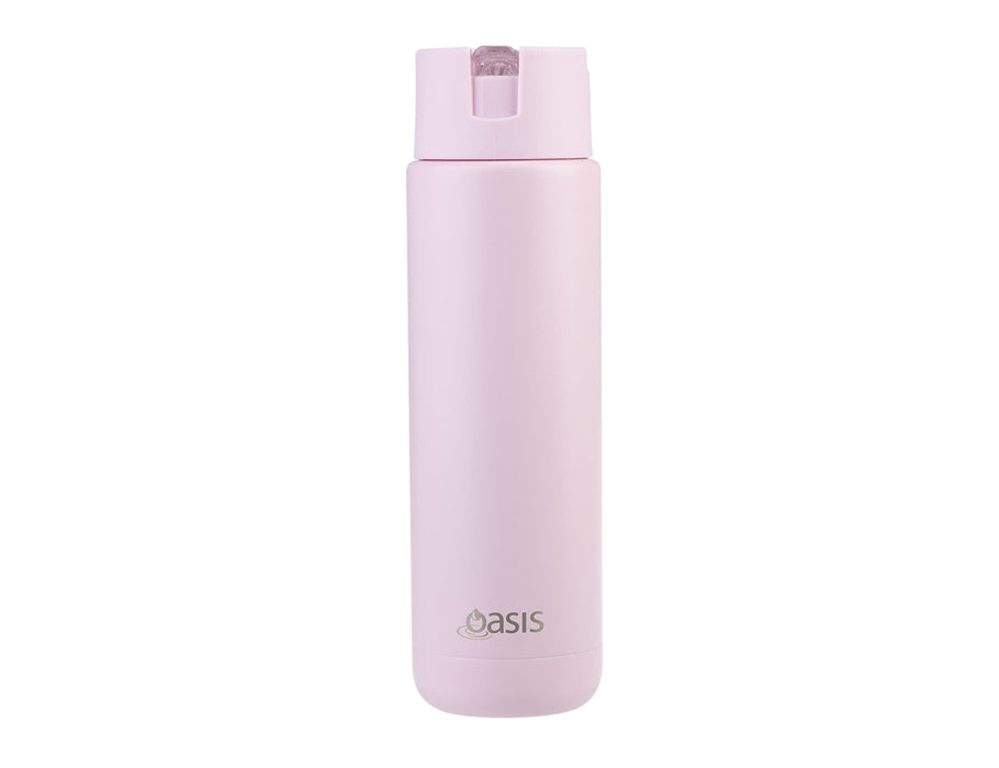 Oasis Moda 700ml Vacuum Bottle - A drink bottle in a soft pink colour with a sleek design and a logo on the front.