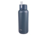 Oasis Moda 1L Vacuum Bottle - A drink bottle in a matte dark grey colour, featuring a straw lid and a logo.