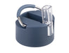 Oasis Moda 1L Vacuum Bottle - A drink bottle cap in navy blue with a clear spout and a metal loop for attachment. It features a logo.