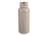 Oasis Moda 1L Vacuum Bottle - A drink bottle in a light beige colour with a secure flip-top lid and a small spout, featuring a logo.