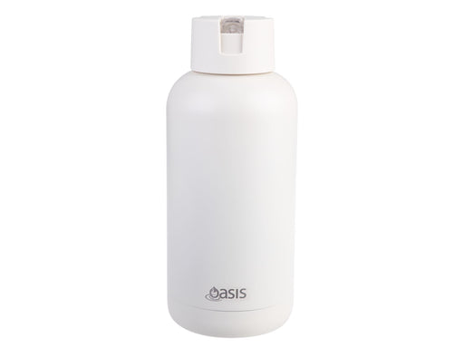 Oasis Moda 1.5L Vacuum Bottle - A drink bottle in white with a flip-top lid and a small branding logo near the base.