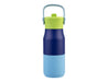 Oasis 400ml Insulated "JNR" Sipper Bottle - A drink bottle with a navy blue, light blue, and lime green design. It features a handle and a logo.