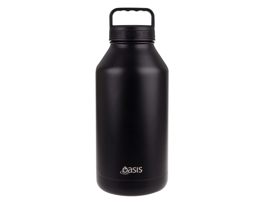 Oasis Titan 1.9L Vacuum Bottle - A drink bottle in matte black with a handle and a logo near the base.