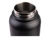 Oasis Challenger 1.1L Vacuum Quick Release Cap Bottle - A drink bottle with a black matte finish and a stainless steel rim around the opening. Features a logo.