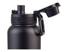 Oasis Challenger 1.1L Vacuum Quick Release Cap Bottle - A drink bottle in matte black with a quick release cap and a handle, featuring a logo on the side.