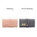 Synthetic Leather Jewellery Bag - A synthetic leather jewellery bag in pink and grey, featuring a logo and a clasp closure.