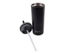 Oasis Super Sipper 600ml Vacuum Tumbler - A drink bottle featuring a sleek black design, with a removable lid and straw, and a logo incorporated.
