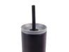 Oasis Super Sipper 600ml Vacuum Tumbler - A drink bottle featuring a sleek black design with a grey lid and a black straw. It has a logo on the side.
