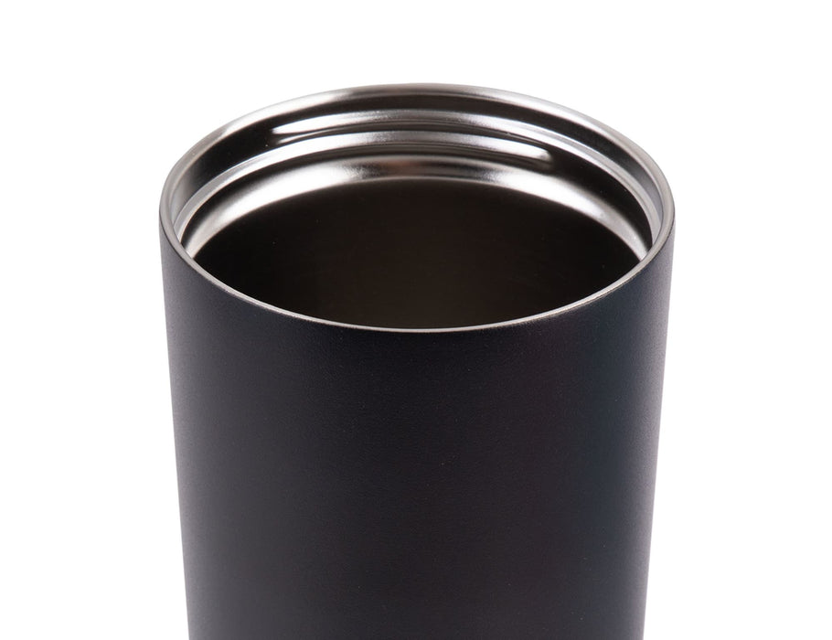 Oasis Super Sipper 600ml Vacuum Tumbler - A drink bottle featuring a sleek black exterior with a metallic interior, showcasing the inner design.