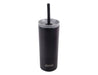 Oasis Super Sipper 600ml Vacuum Tumbler - A drink bottle featuring a black finish, a straw, and a lid, with a logo on the front.