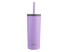 Oasis Super Sipper 600ml Vacuum Tumbler - A drink bottle in lavender with a grey lid and straw, featuring a branding logo.